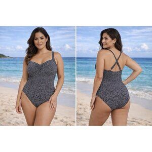Artesands Zig Zag Black Botticelli One Piece Swimsuit Size US 12 Multi Cup $145